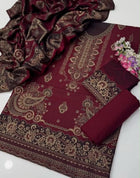 Premium Pashmina Jacquard 3-Piece Winter Suit