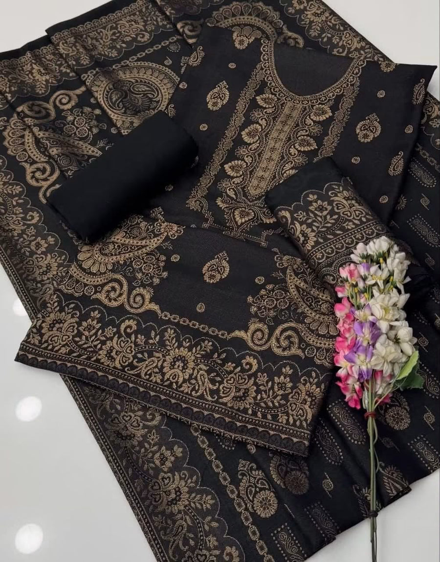 Premium Pashmina Jacquard 3-Piece Winter Suit