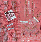 Elegant Blush Pink 3-Piece Embroidered Suit with Lace Dupatta