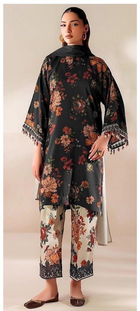 Black Floral Heavy Embroidered Dhanak Suit