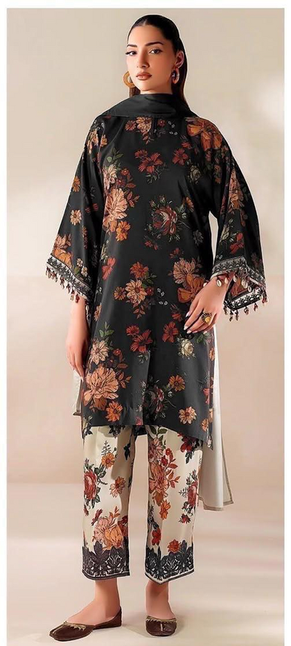 Black Floral Heavy Embroidered Dhanak Suit