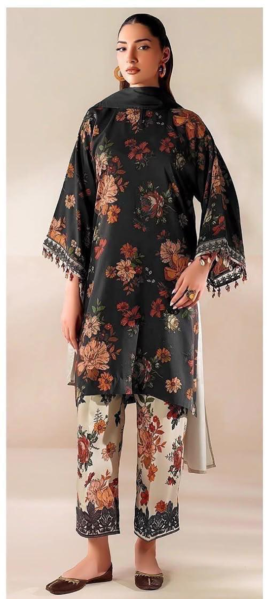 Black Floral Heavy Embroidered Dhanak Suit