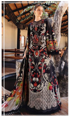 Black Floral Embroidered Anarkali Suit with Printed Dupatta