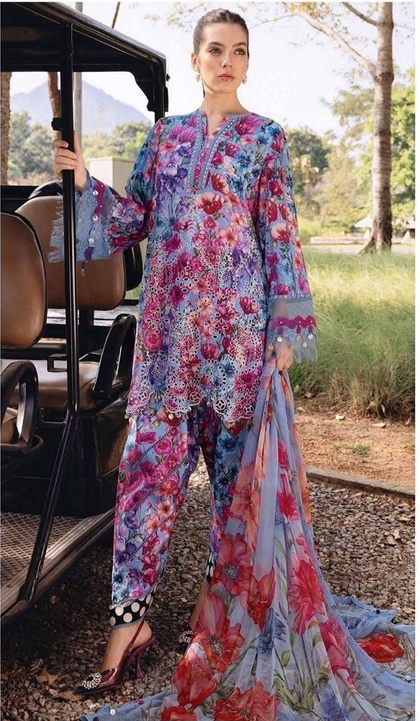 Luxury Floral Embroidered 3-Piece Lawn Suit