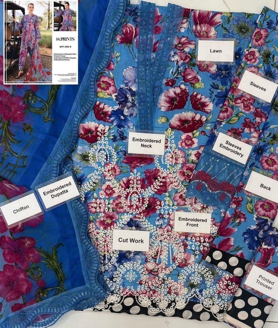 Luxury Floral Embroidered 3-Piece Lawn Suit