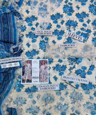 Elegant Cream & Blue Floral Printed 3-Piece Suit