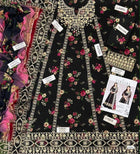 Black Floral Embroidered Maxi Dress with Burgundy Dupatta