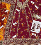 Black Floral Embroidered Maxi Dress with Burgundy Dupatta