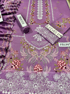 Elegant Lavender Printed 3-Piece Suit with Embroidered Dupatta