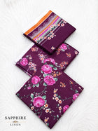 Plum Floral Elegance – 3-Piece Unstitched Linen Suit