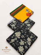 Mustard & Midnight Bloom – 3-Piece Unstitched Linen Suit