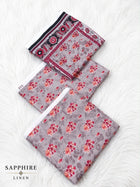 Elegant Floral Printed 3-Piece Linen Suit