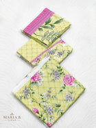 Elegant Lime Green Floral Printed Bedsheet Set – Pink & Lavender Floral Design