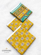 Mustard Yellow Floral Printed Linen 3-Piece Suit