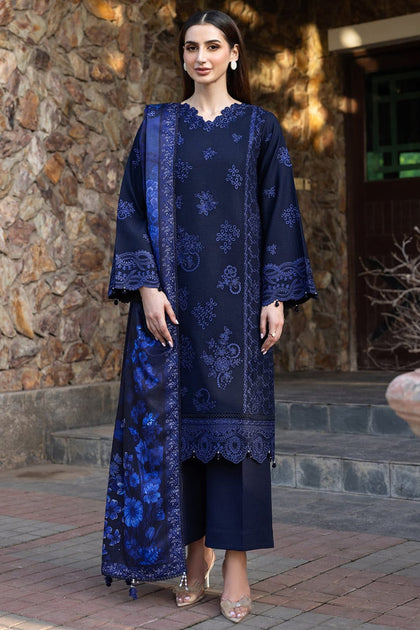Premium Deep Blue Festive 3-Piece Unstitched Collection