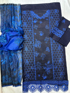 Premium Deep Blue Festive 3-Piece Unstitched Collection