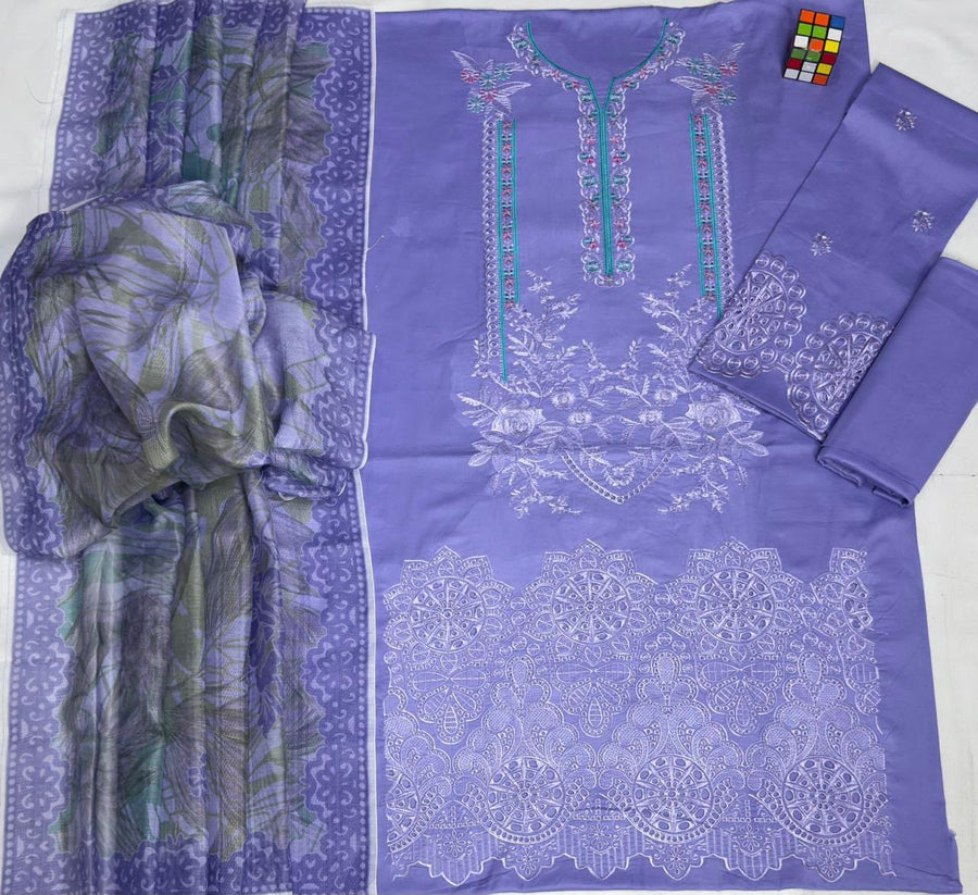 Premium Light Purple Festive Embroidered Lawn Edition