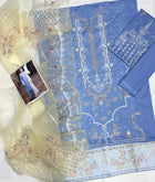 Ice Blue Festive Cutwork & Organza Dupatta Edition