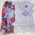 Soft Pastel Purple Schiffli & Floral Printed Dupatta Edition