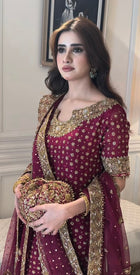 Premium Magenta Festive Wedding Wear – 4-Sided Embroidered Dupatta Edition