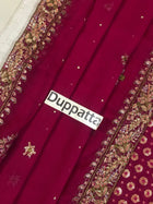Premium Magenta Festive Wedding Wear – 4-Sided Embroidered Dupatta Edition