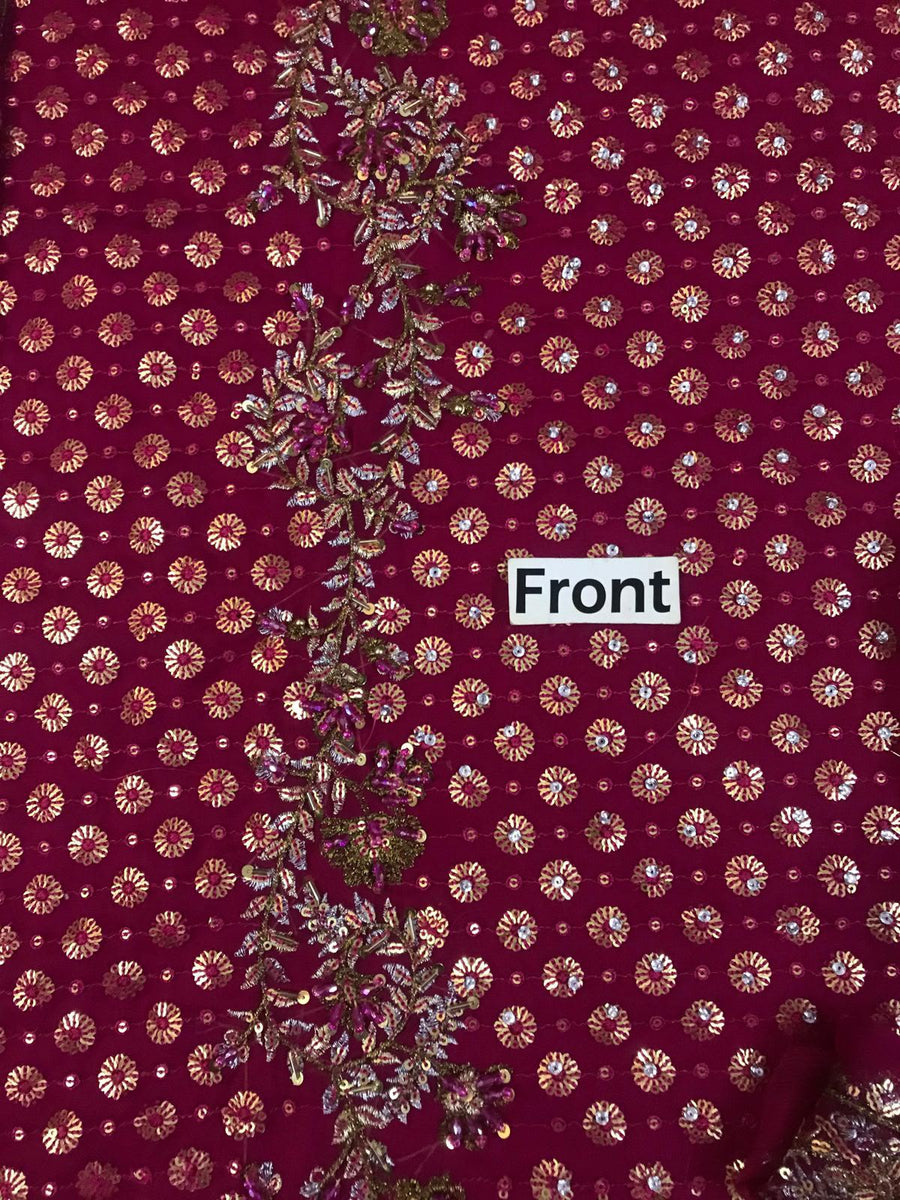Premium Magenta Festive Wedding Wear – 4-Sided Embroidered Dupatta Edition