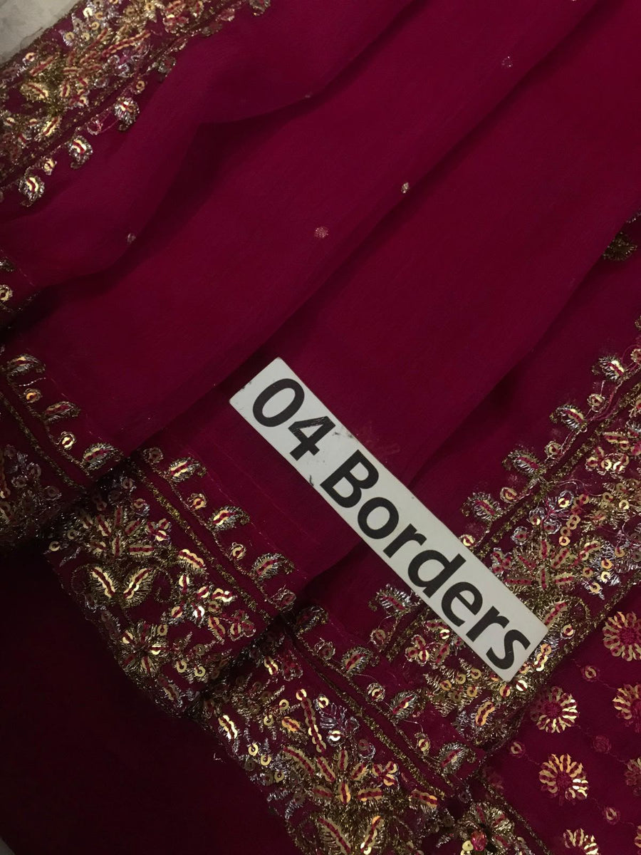 Premium Magenta Festive Wedding Wear – 4-Sided Embroidered Dupatta Edition