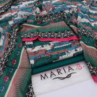 Maria.B Luxury Lawn — Exquisite Teal & Pink Geometric 3-Piece Suit