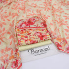 Bareezé Printed Lawn Collection – Pastel Florals with Red & Orange Accents