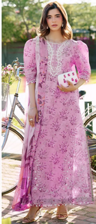 Elegant Soft Pink Airjet Linen 3PC Suit – Heavy Embroidery & Ready Lace Dupatta