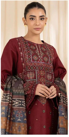 : Winter Elegance by Sapphire – Teal Blue Dhanak 3PC Suit & Digital Wool Shawl