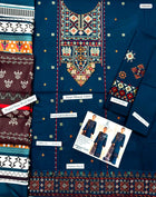 : Winter Elegance by Sapphire – Teal Blue Dhanak 3PC Suit & Digital Wool Shawl
