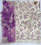 Silk Elegance by Nureh – Light Beige Printed Silk Frock & Digital Dupatta with 4-Side Lace