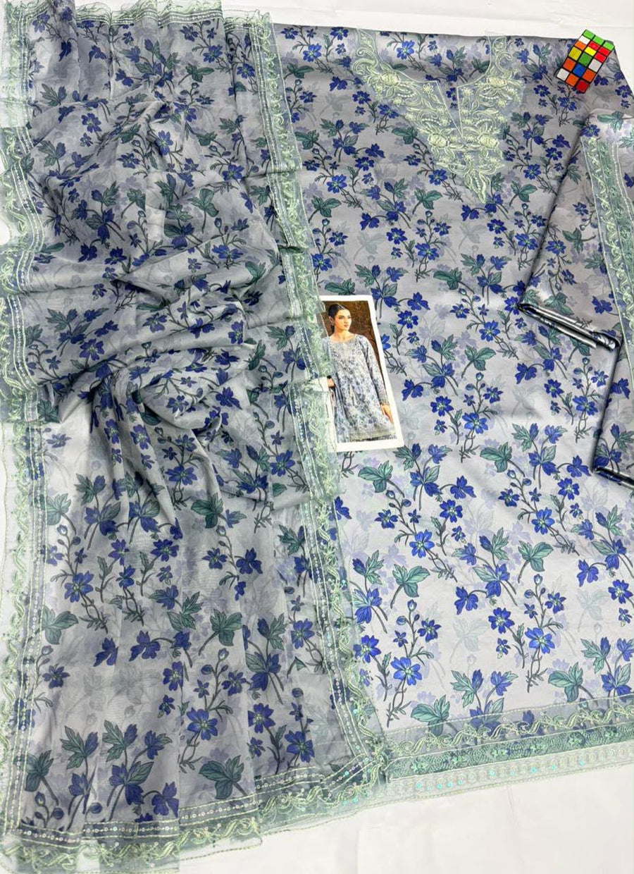 Premium Printed Silk Kurta & Sharara Set with Digital Printed Dupatta
