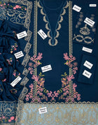 Bin Ilyas Winter Collection – Teal Blue Embroidered Dhanak 3PC Ensemble