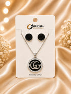 Jewellery Elegant Gold-Plated Black Pendant & Earring Set | Luxury Fashion Jewelry