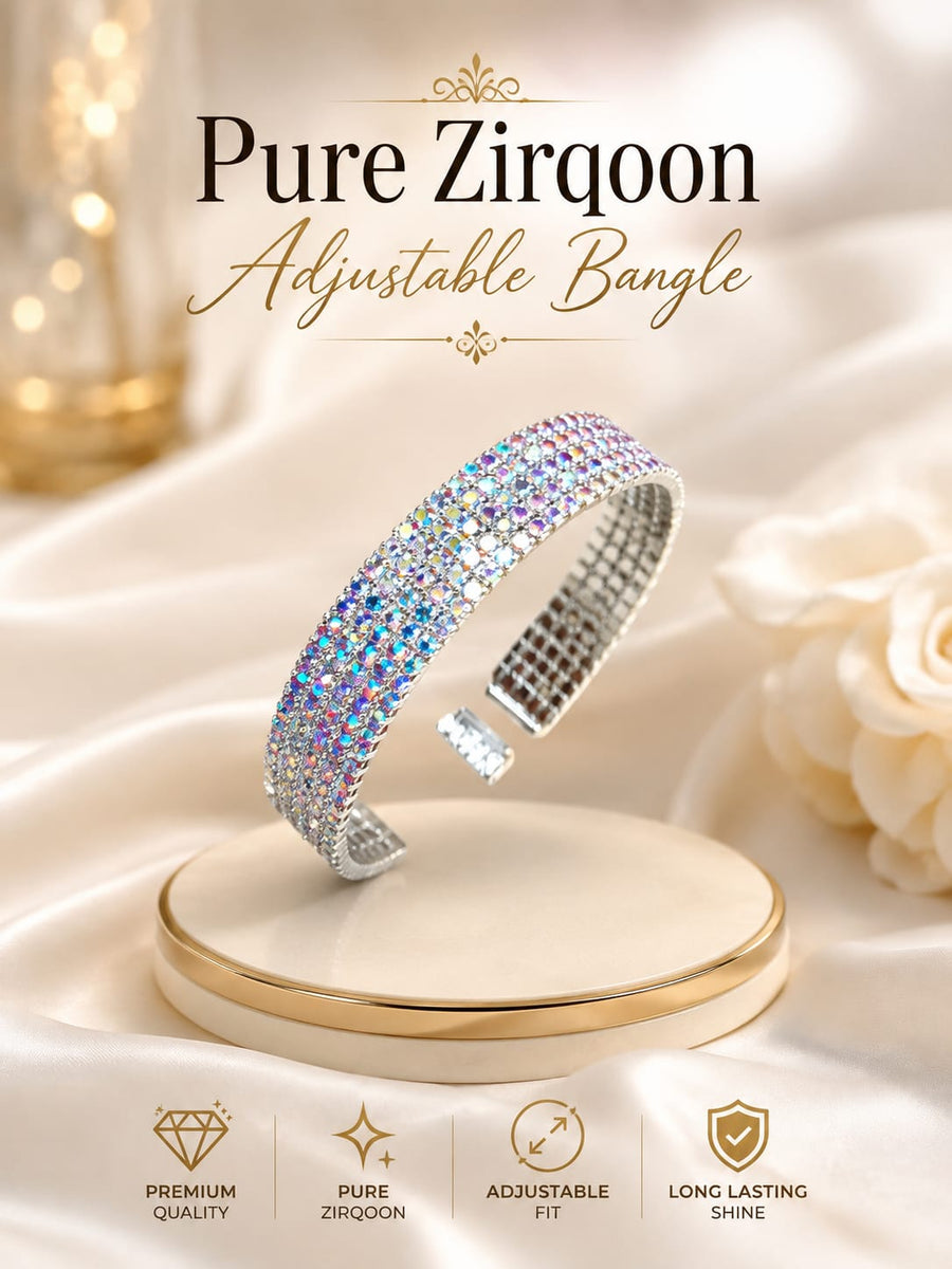 Pure Zirqoon Sparkling Stone Adjustable Gold-Plated Bangle