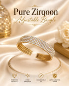 Pure Zirqoon Sparkling Stone Adjustable Gold-Plated Bangle