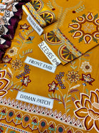 Pezwan Premium Air-Jet Dhanak Heavy Embroidered 3-Piece Unstitched Suit (D#3005) with Woolen Shawl
