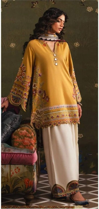 Pezwan Premium Air-Jet Dhanak Heavy Embroidered 3-Piece Unstitched Suit (D#3005) with Woolen Shawl