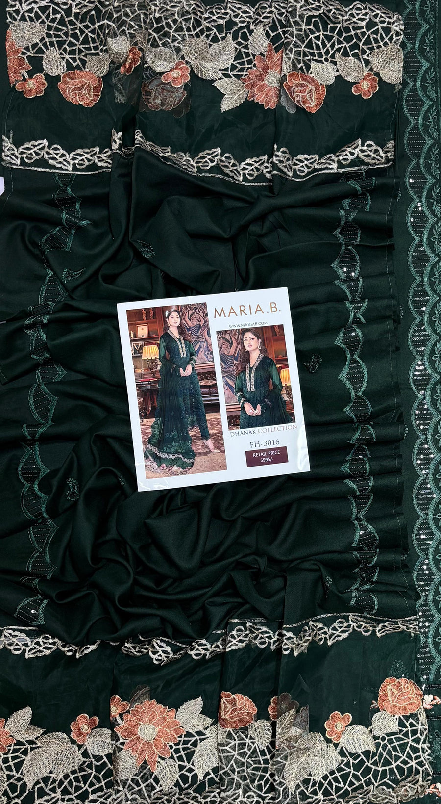 MARIA.B Premium Version 3PC Embroidered Dhanak Suit – Winter Collection 2026/27