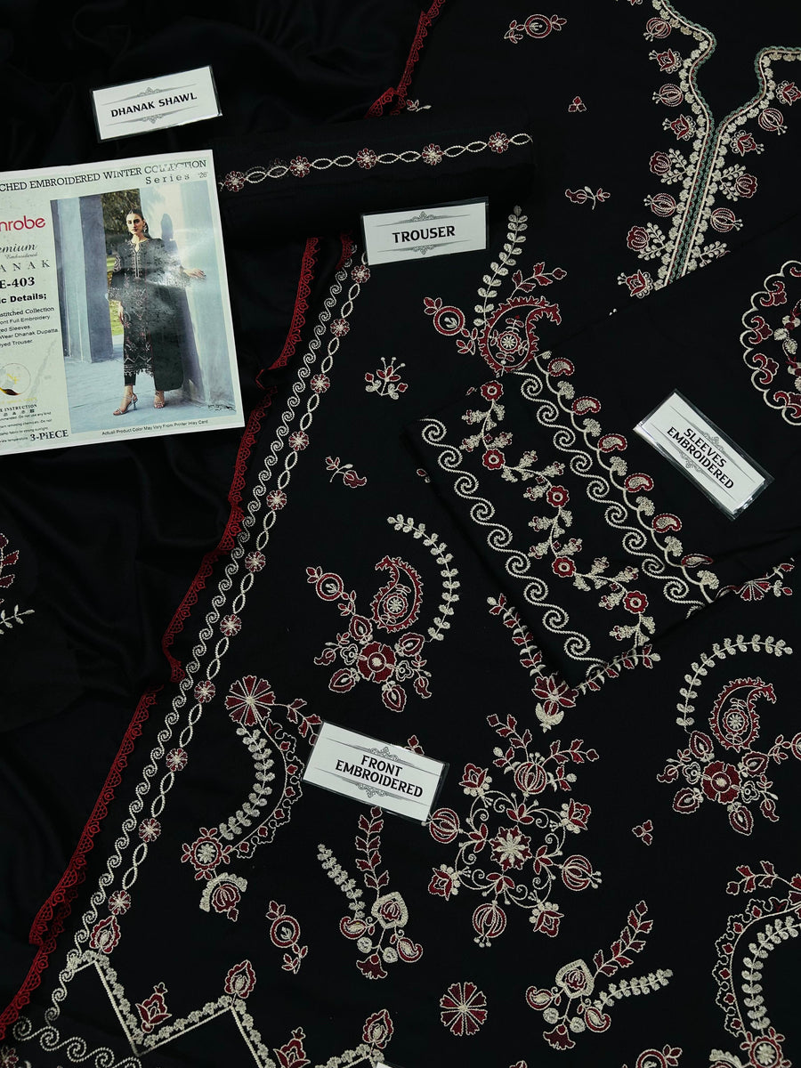 EDENROBE Premium Version 3PC Heavy Embroidered Dhanak Suit – Winter Collection 2026/27