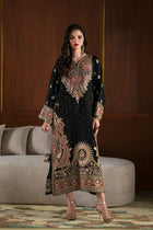 Ethnic Designer Black Heavy Embroidered Shamooz Silk Kaftan Suit – Apple Silk Embroidered Dupatta & Shamooz Trouser
