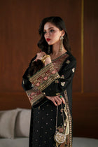 Ethnic Designer Black Heavy Embroidered Shamooz Silk Kaftan Suit – Apple Silk Embroidered Dupatta & Shamooz Trouser