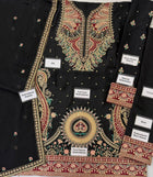 Ethnic Designer Black Heavy Embroidered Shamooz Silk Kaftan Suit – Apple Silk Embroidered Dupatta & Shamooz Trouser