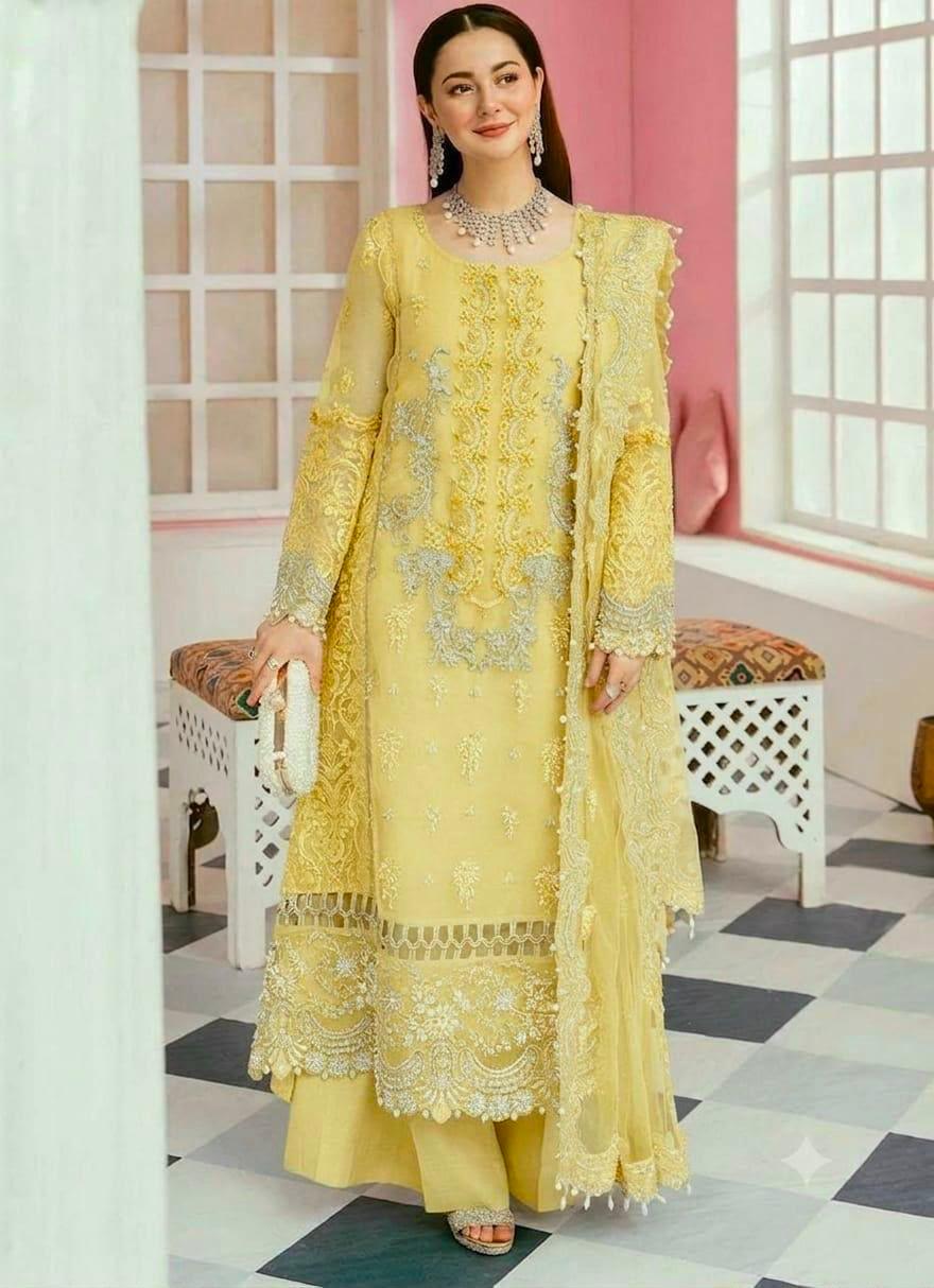 Elaaf Bridal Grey Organza Handwork Embroidered Suit – Adda Work, Pearls & Ready-to-Wear Dupatta