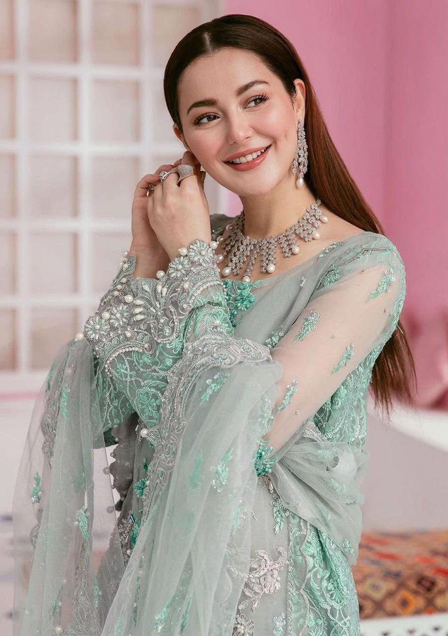 Elaaf Bridal Grey Organza Handwork Embroidered Suit – Adda Work, Pearls & Ready-to-Wear Dupatta