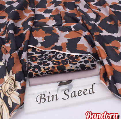 Mix Brands 3-Piece Digital Lawn Suit – Classic Animal Print Shirt with Brown & Grey Dupatta