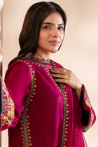 Charizma 3-Piece Luxury Silk Suit – Magenta Pink Heavy Embroidered Silk Shirt, Trouser & Organza Dupatta
