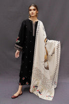 URGE Pure Lawn 3-Piece Black Embroidered Suit with Digital Printed Dupatta